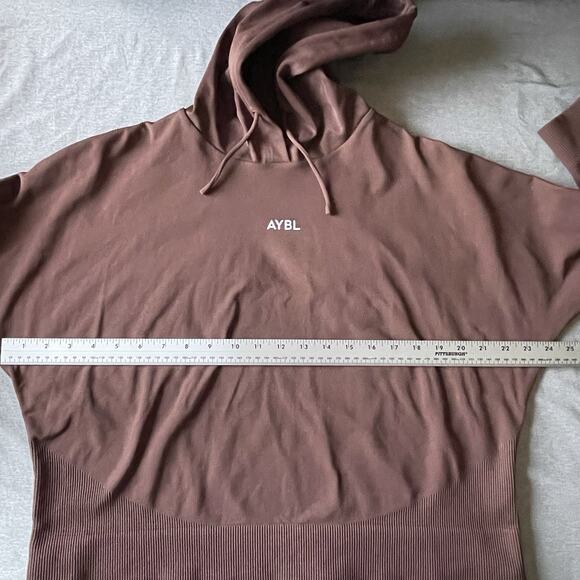 AYBL Seamless Hoodie XL Brown Cropped Athleisure Activewear Casual NWOT - Picture 4 of 8